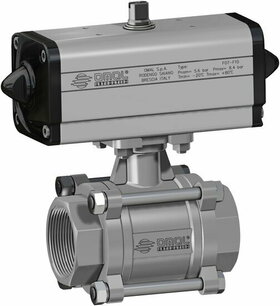 V424 ,RVS ,  Omal Kogelkraan,pneumatisch bediend,DA, with threaded valve en 10226-1,bspp, Rp - G3/8 - DN10 ,63,Bar/ pn 63, DG424H403