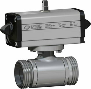 V434 ,RVS ,din 11851,  Omal Kogelkraan,pneumatisch bediend,DA,  - G2 1/2 - DN65 / PN 25 DG434H070