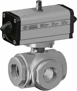 V450-V451 ,RVS ,  Omal Kogelkraan,pneumatisch bediend,DA,  with T-Omal Kogelkraan - G4 - DN100 / PN 16 DG450H012