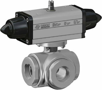 V450-V451 ,RVS ,  Omal Kogelkraan,pneumatisch bediend,SR,  with T-Omal Kogelkraan - G2 - DN50 / PN 25 SG450H009