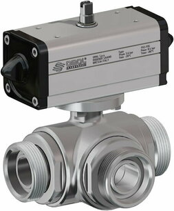 V464-V465 ,RVS ,  Omal Kogelkraan,pneumatisch bediend,DA,  ,T port ,- G1 - DN25 / PN 40 DG464H066