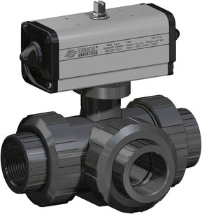 V635-V636-V637-V638,Kogelkraan,PVC,DA,Pneumatisch bediend,  with ,T Port, LIJM, valve - G1/2 - DN15 / PN 10